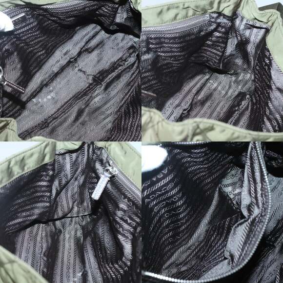 PRADA Shoulder Bag Nylon Khaki Silver - Picture 12 of 13